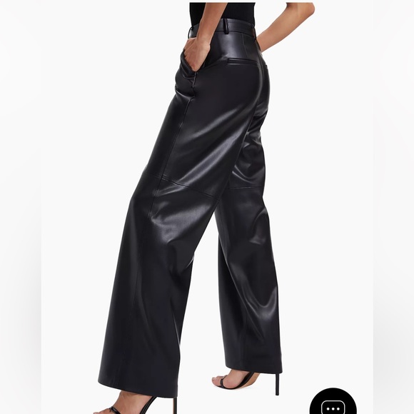 NWT black leather trouser wide leg, Saks Fifth Ave - Picture 5 of 6